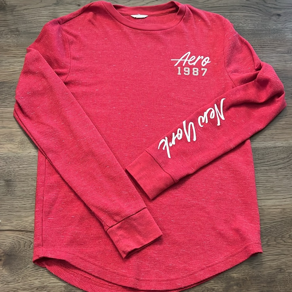 Long Sleeve Aero 1987 Flecked Thermal Graphic Tee Medium